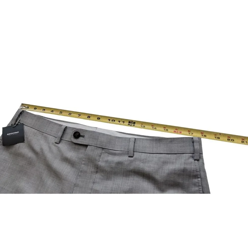 Indochino Mens‎ Gray Flat Front Wool Dress Pants Houndstooth Sz 36 X 31